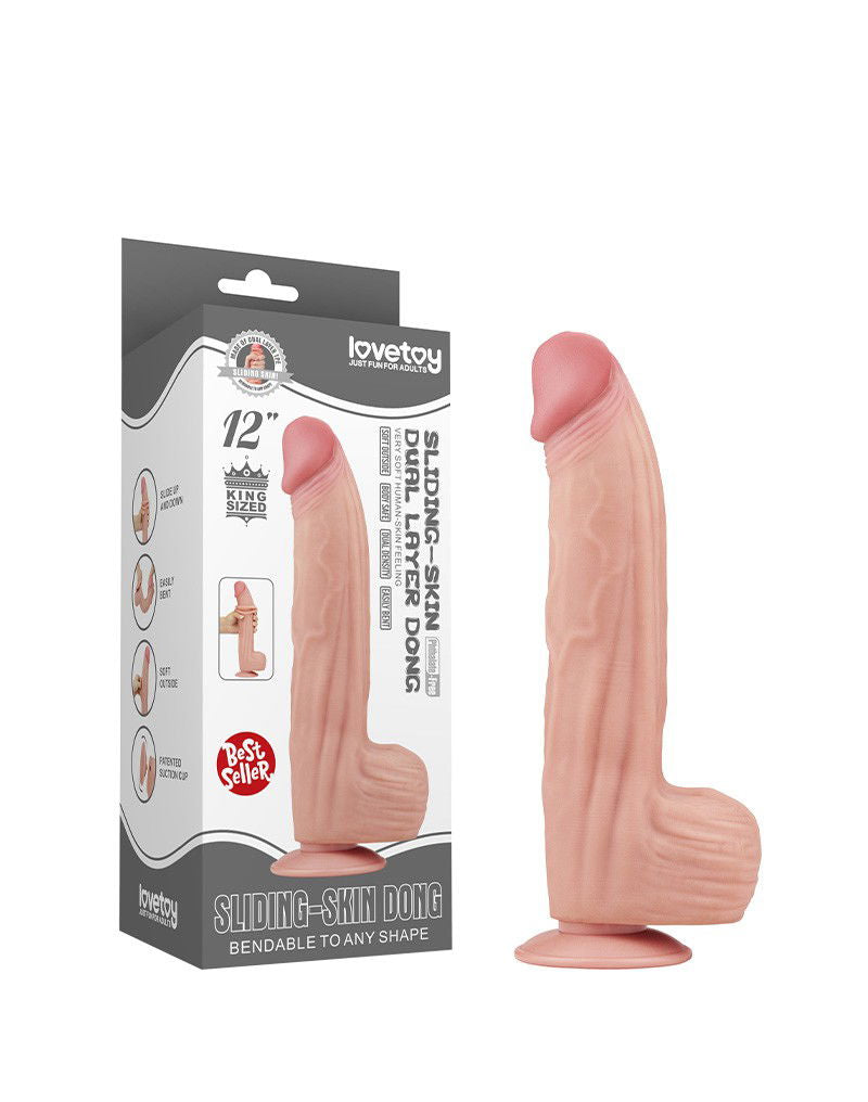 LoveToy - Sliding Skin Dildo 31 cm - Nude