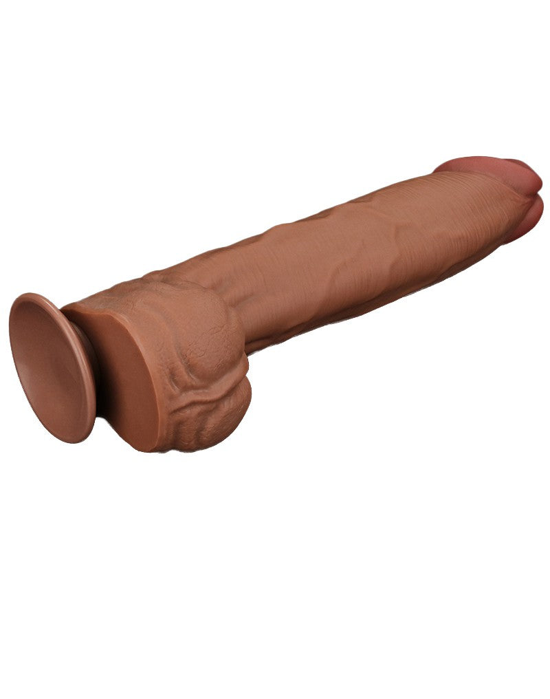 LoveToy - Sliding Skin Dildo 36 cm - Bruin