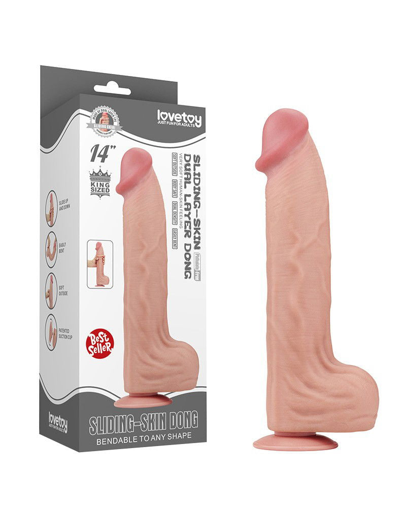 LoveToy - Sliding Skin Dildo 36 cm - Nude