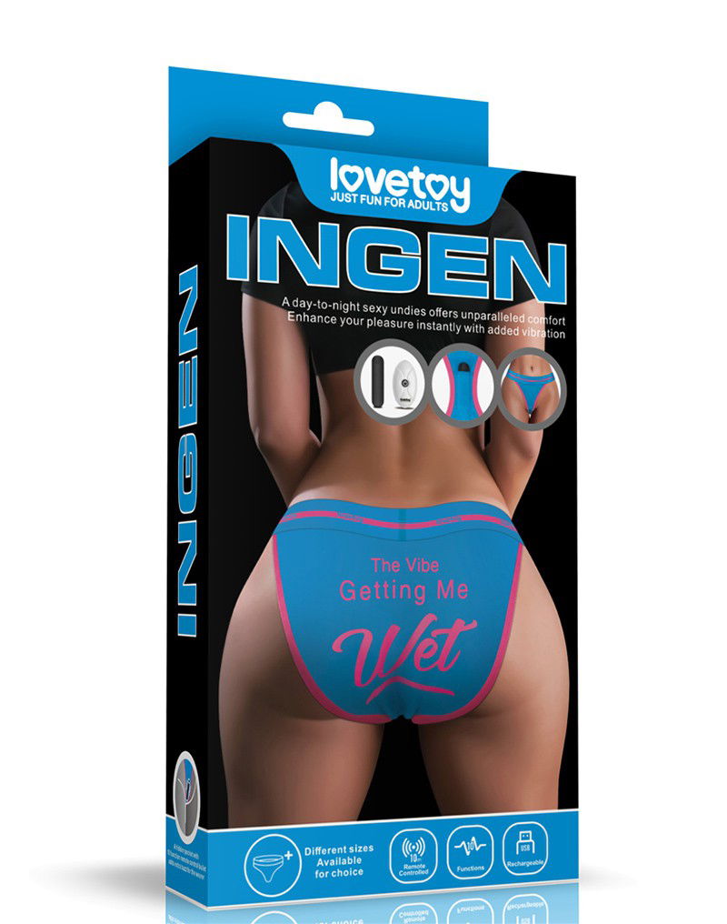 LoveToy - Wet - Bedrukte vibrerende sexy slip - Blauw