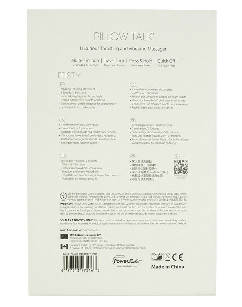 Pillow Talk - Feisty - Thrusting Vibrator - Roze