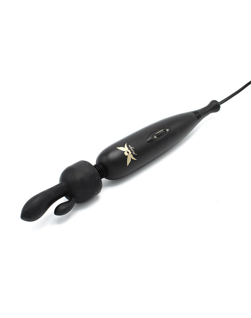 Pixey - Pixey Turbo - Wand Vibrator met 2 Opzetstukken - Zwart