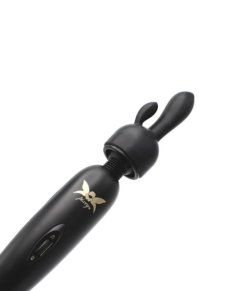 Pixey - Pixey Turbo - Wand Vibrator met 2 Opzetstukken - Zwart