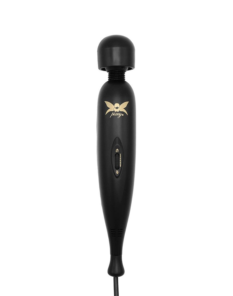 Pixey - Pixey Turbo - Wand Vibrator met 2 Opzetstukken - Zwart