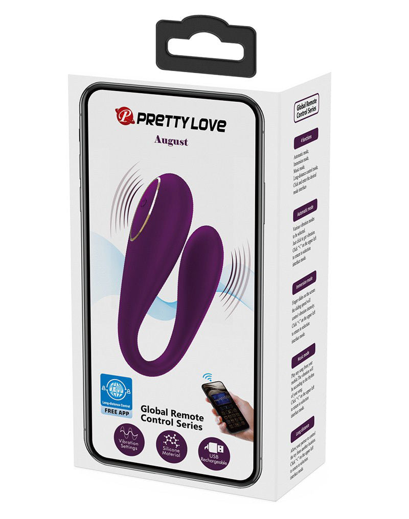 Pretty Love - August - Couple Vibrator met Appbediening - Paars