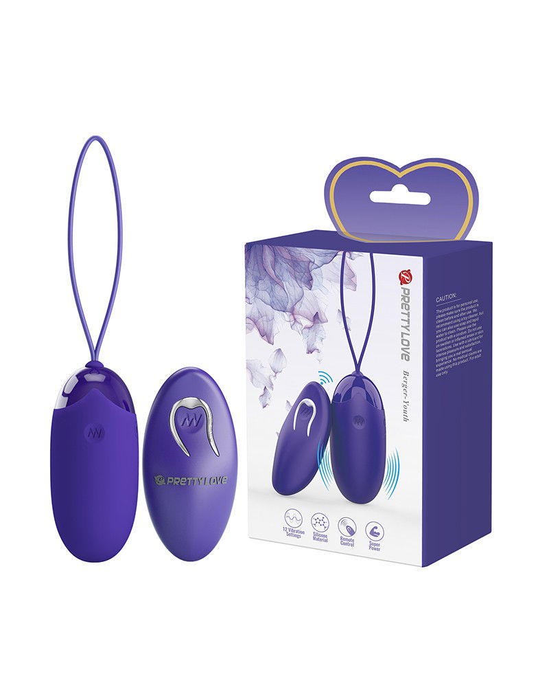Pretty Love - Berger-Youth - Ei-vibrator met afstandsbediening - Blauw