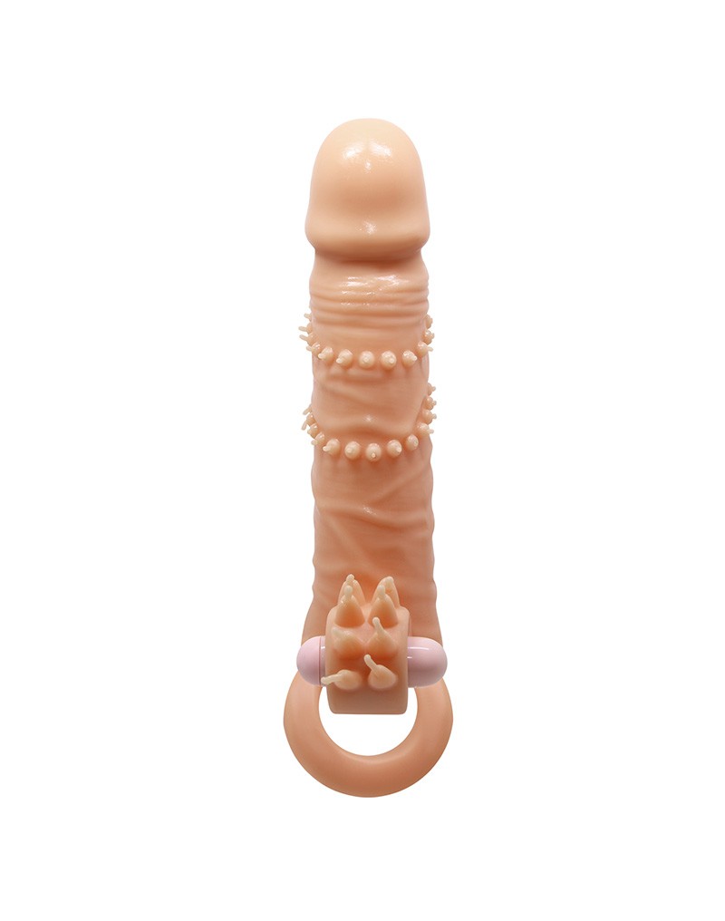 Pretty Love - Connor - Penis Sleeve Vibrator met Clitoris Stimulator - Nude