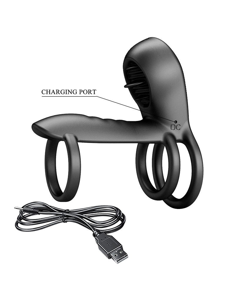 Pretty Love - Jammy - Cock Ring Vibrator met Clitoris Stimulator - Zwart