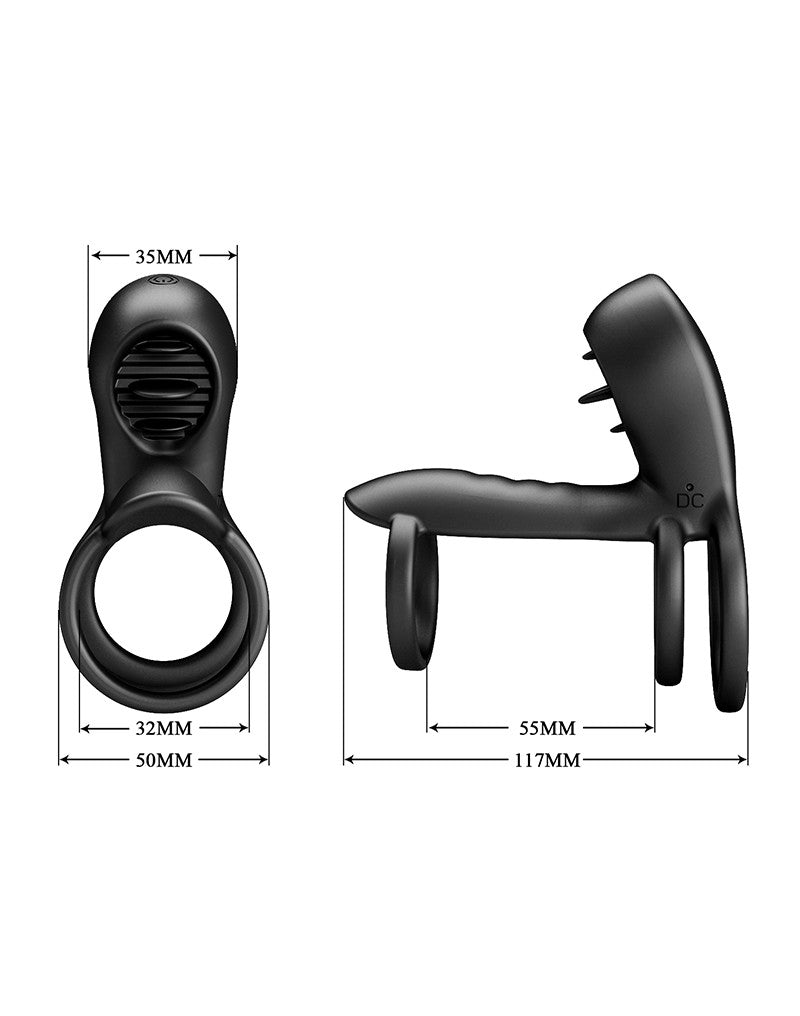 Pretty Love - Jammy - Cock Ring Vibrator met Clitoris Stimulator - Zwart