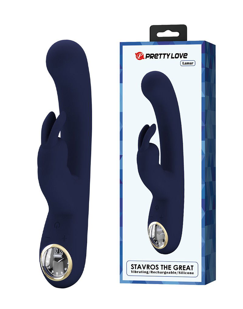Pretty Love - Lamar - Rabbit Vibrator met Digitaal LED Display - Donkerblauw