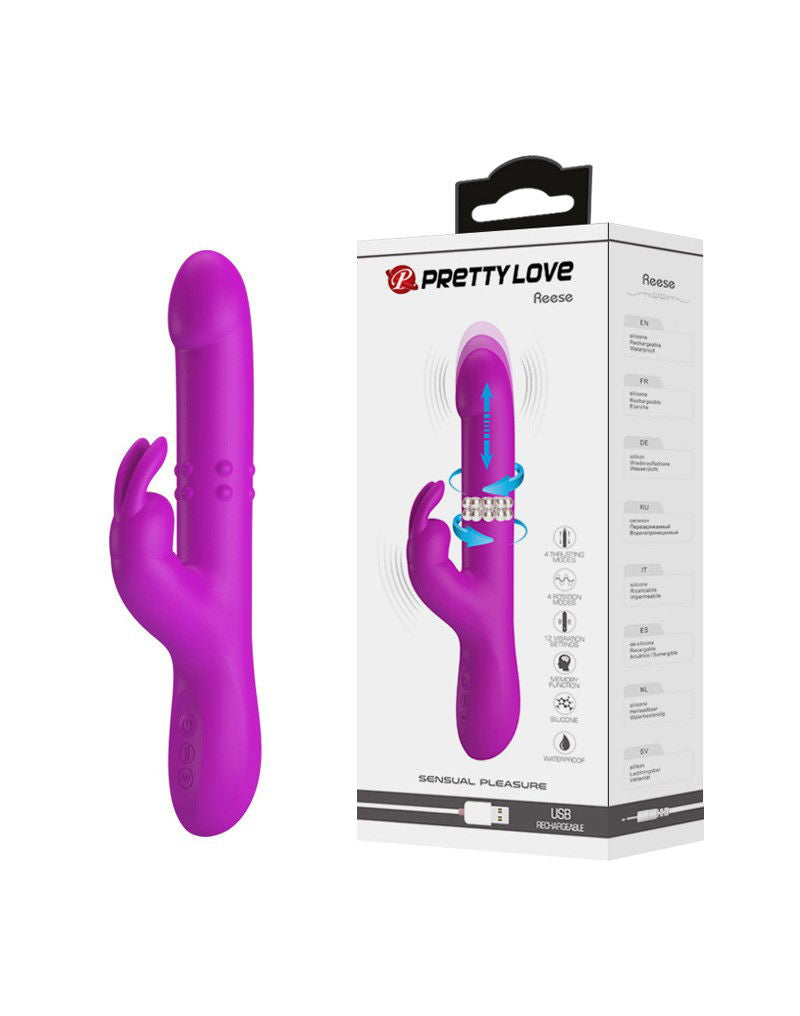 Pretty Love - Reese - Thrusting Rabbit Vibrator - Roze