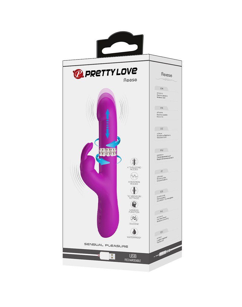 Pretty Love - Reese - Thrusting Rabbit Vibrator - Roze