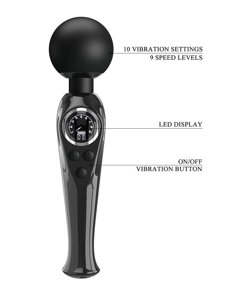 Pretty Love - Skyler - Wand Vibrator met Digitaal LED Display - Zwart