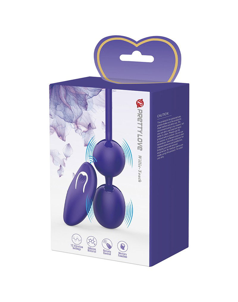 Pretty Love - Willie-Youth - Vibrerende Kegelballetjes met Afstandsbediening - Paars
