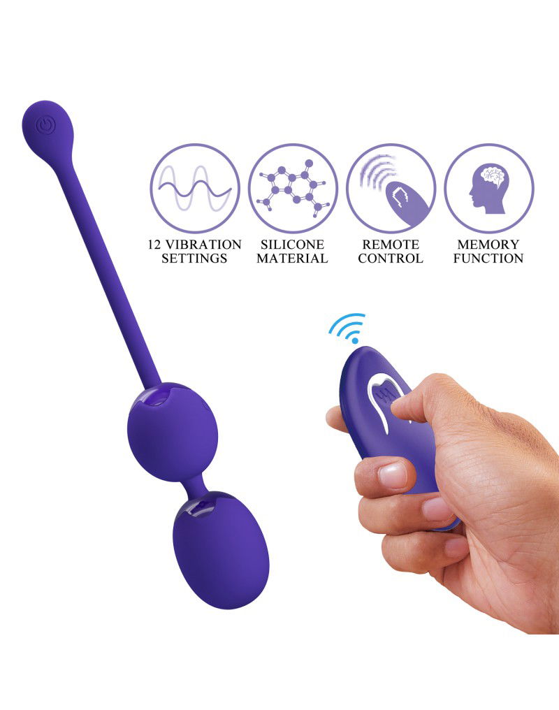 Pretty Love - Willie-Youth - Vibrerende Kegelballetjes met Afstandsbediening - Paars