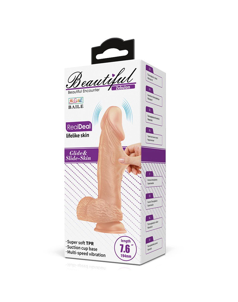 Pretty Love - Zebulon - Realistic Vibrating Dildo 19.4 cm - Nude