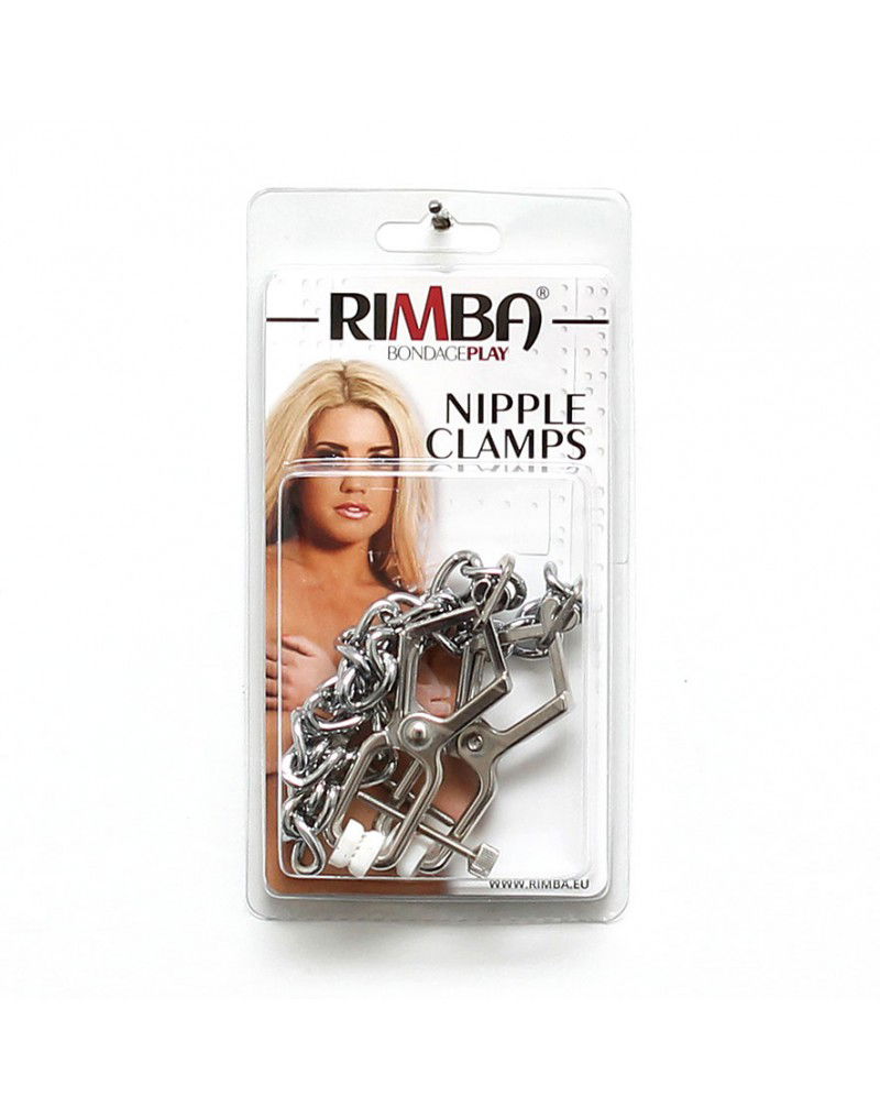 Rimba Bondage Play - Verstelbare Tepelklemmen met Ketting - Zilver