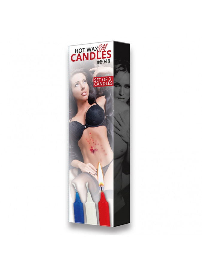 Rimba Bondage Play - Hot Wax SM Kaarsen (3 stuks) - Blauw, Wit & Rood