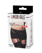 Amorable by Rimba - Slip met Jarretels en Kousen - One Size - Zwart