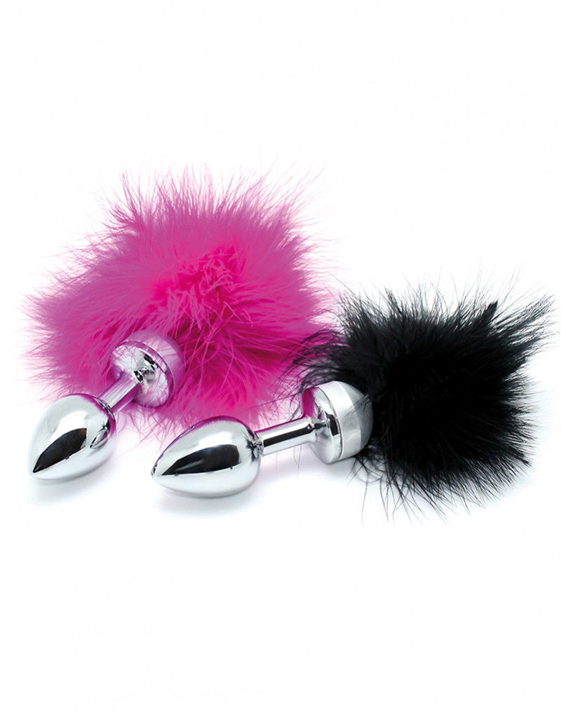 Rimba - Buttplug KLEIN met zwarte veer (unisex)