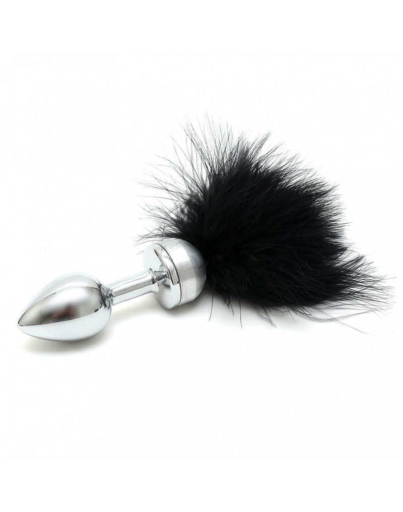 Rimba - Buttplug KLEIN met zwarte veer (unisex)
