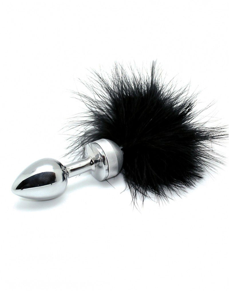 Rimba - Buttplug KLEIN met zwarte veer (unisex)