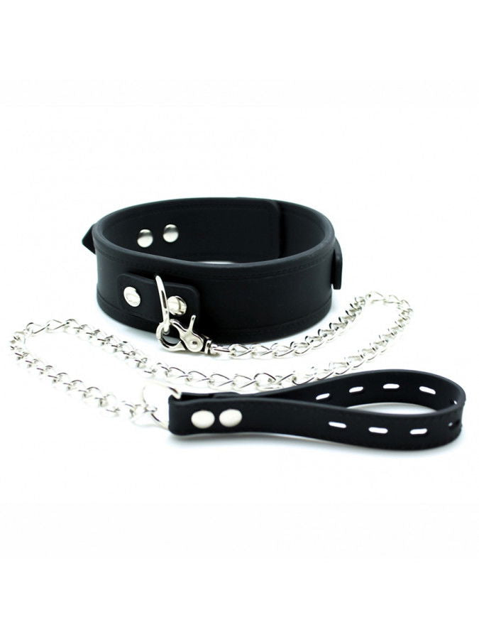 Rimba - Halsband 5 cm breed met hondenketting, verstelbaar met gesp.