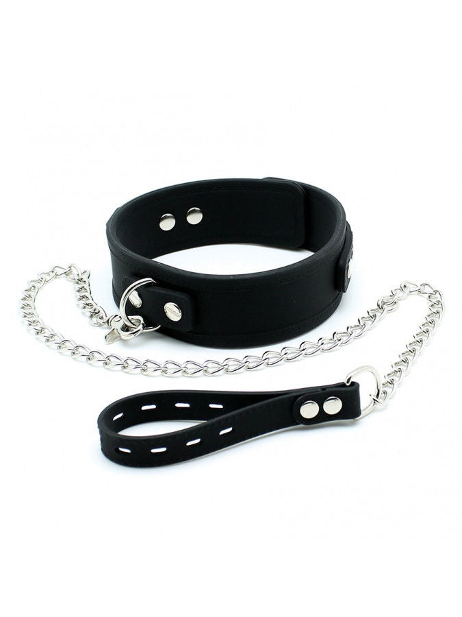 Rimba - Halsband 5 cm breed met hondenketting, verstelbaar met gesp.