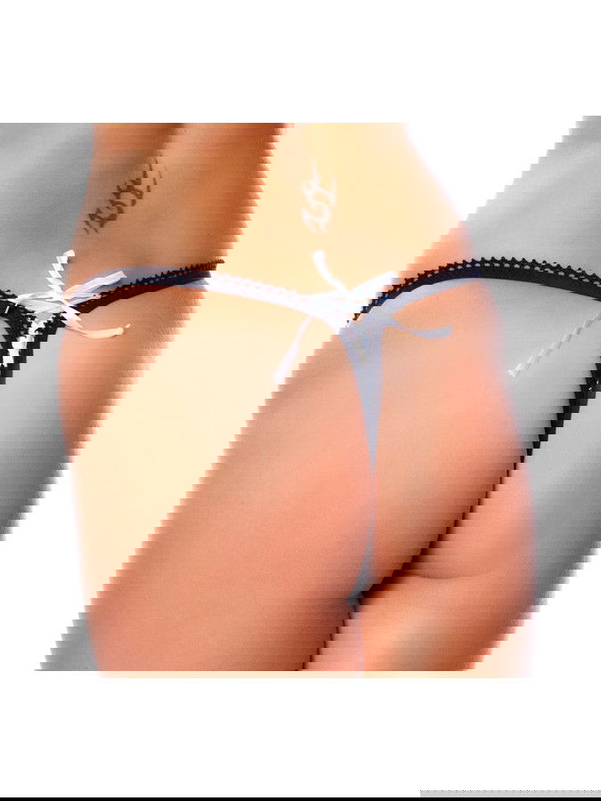 Amorable by Rimba - G-string met veter - One Size - Zwart / Wit