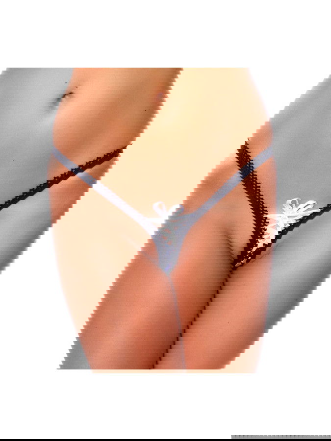 Amorable by Rimba - G-string met veter - One Size - Zwart / Wit