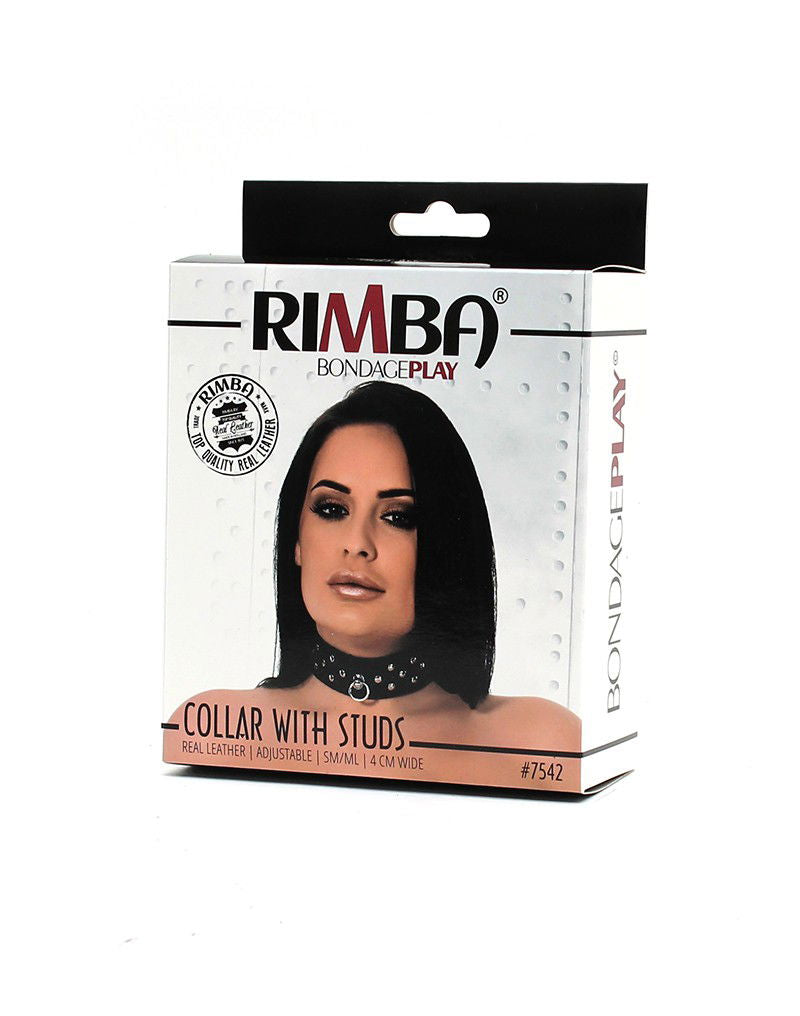 Rimba - Halsband  4 cm. breed, versierd met nieten