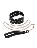 Rimba - Halsband met studs en hondenketting, verstelbaar met gesp.