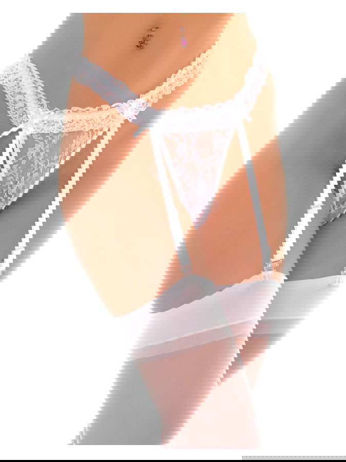 Amorable by Rimba - Jarretelgordel met Kousen - One Size - Wit