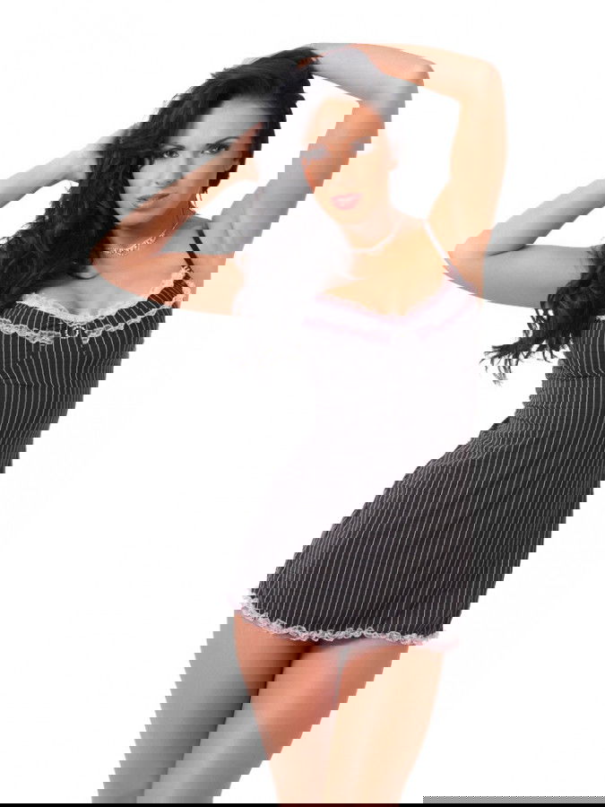 Amorable by Rimba - Mini jurk met slip - One Size - Zwart / Roze