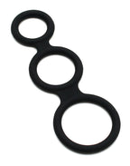 Rimba Latex Play - Triple Cock Ring - Zwart