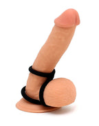 Rimba Latex Play - Triple Cock Ring - Zwart