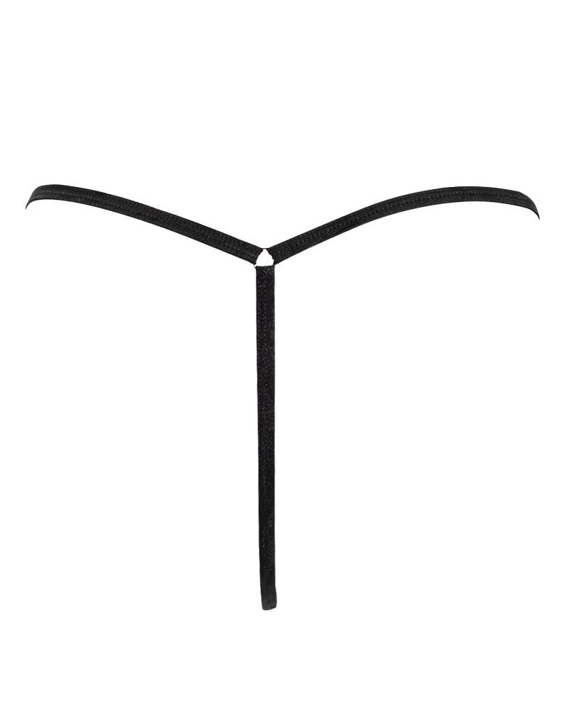 Amorable by Rimba - Mini G-string met Ritssluiting - One Size - Zwart