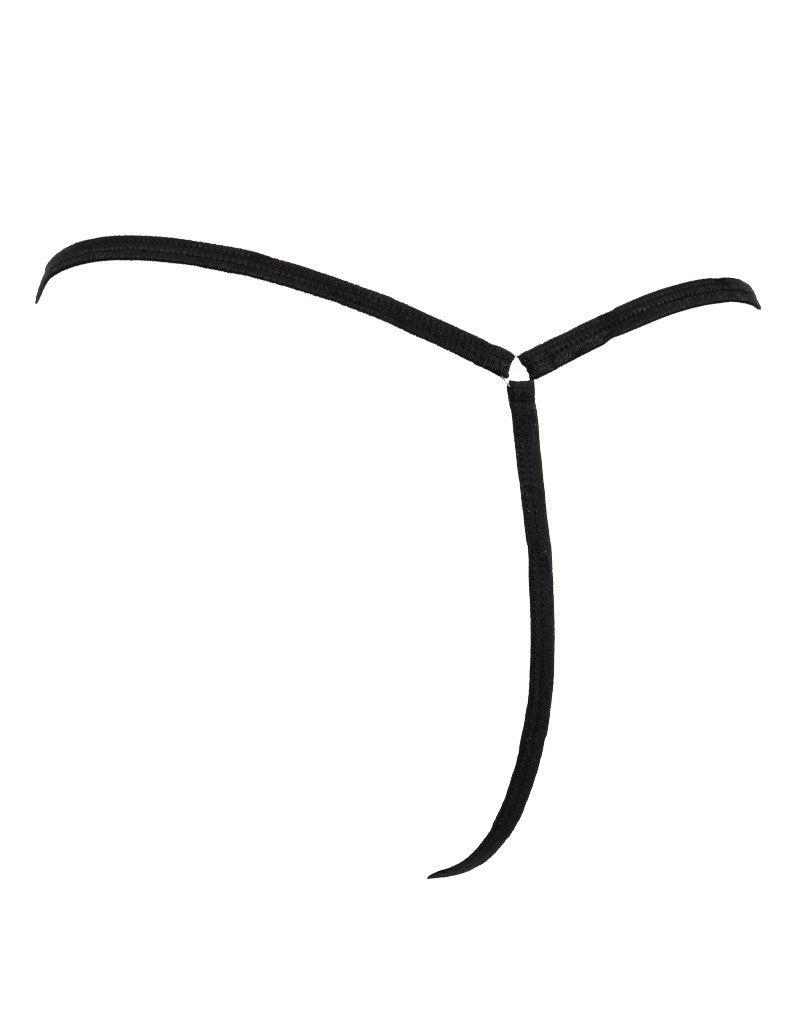 Amorable by Rimba - Mini G-string met Ritssluiting - One Size - Zwart