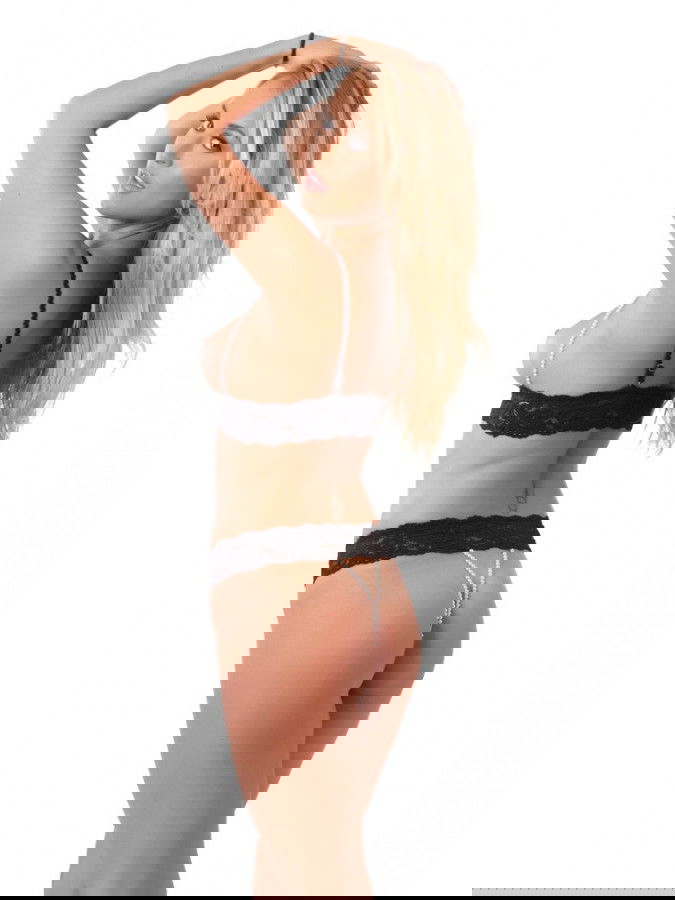 Amorable by Rimba - Open Bikini met Parels  - One Size - Zwart