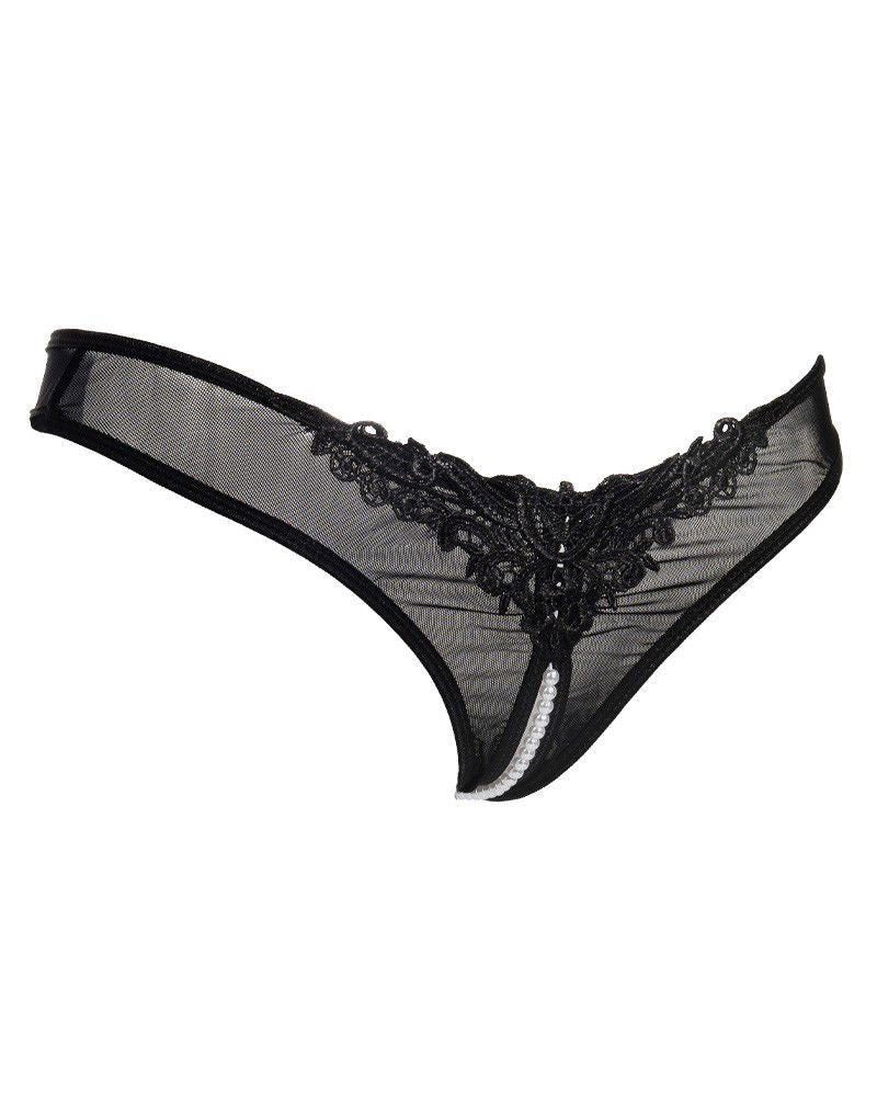 Amorable by Rimba - Open String met parels - One Size - Zwart