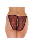 Amorable by Rimba - Open Tanga - One Size - Zwart / Rood