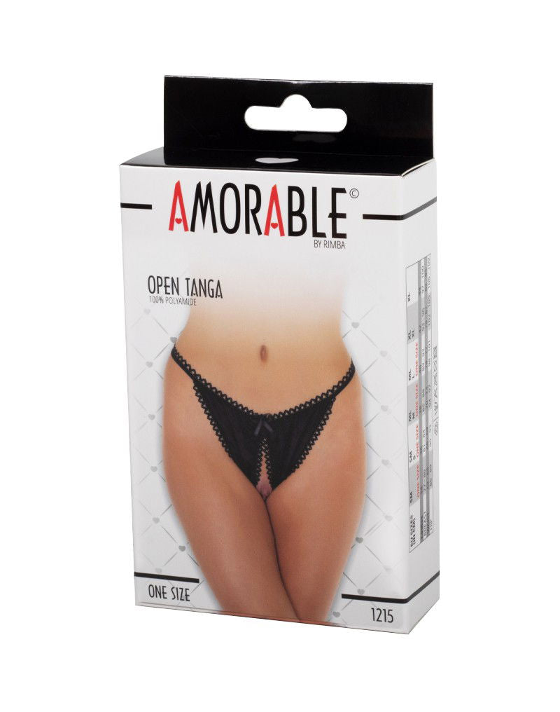 Amorable by Rimba - Open Tanga - One Size - Zwart