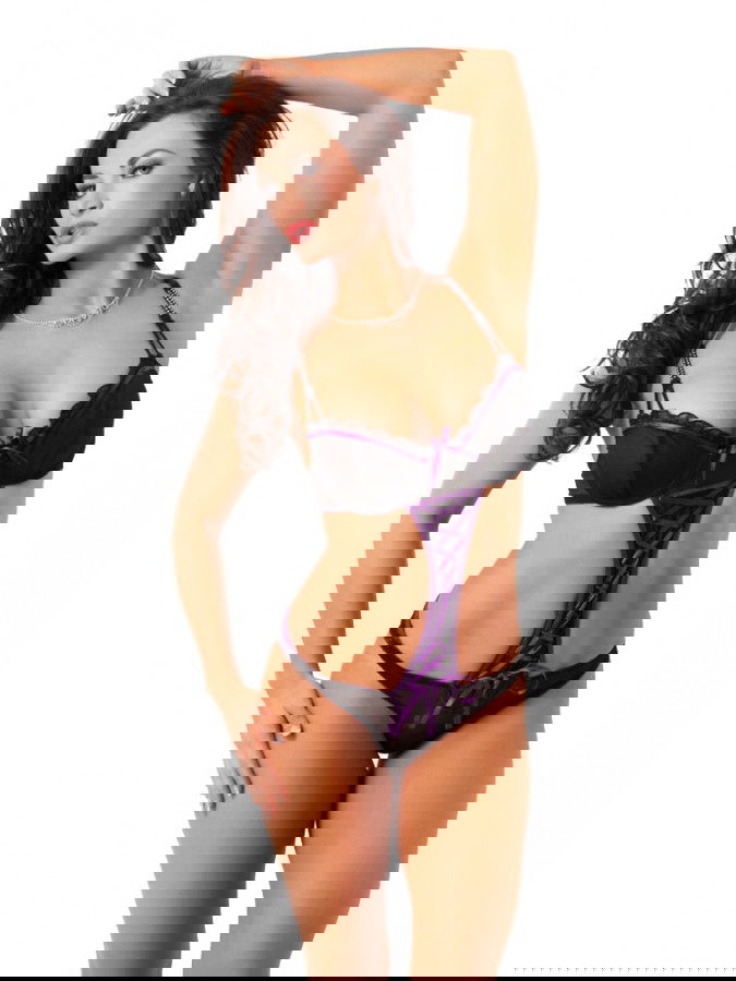 Amorable by Rimba - Playsuit - One Size - Zwart / Paars