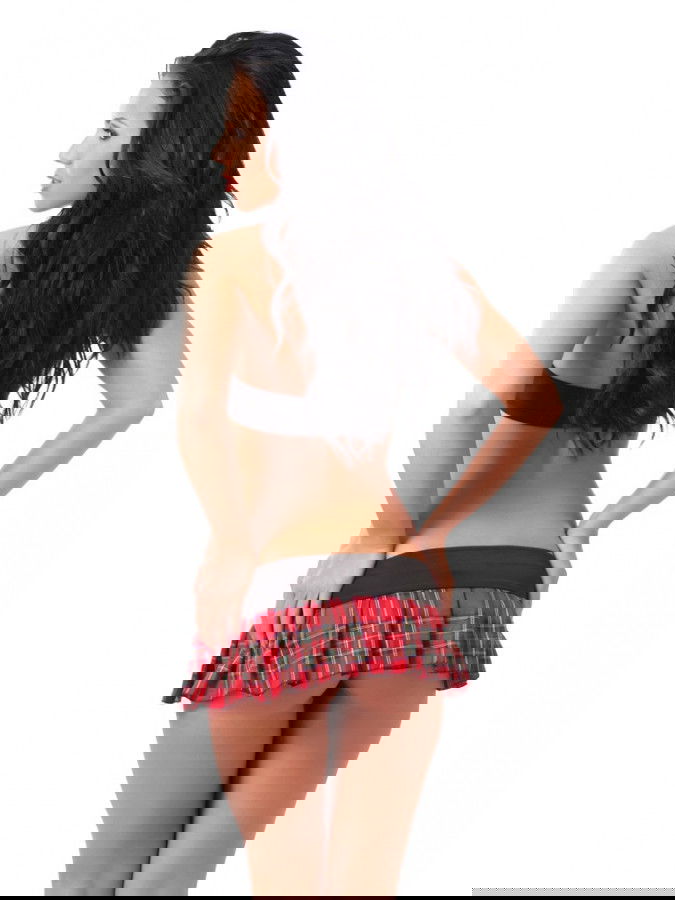 Amorable by Rimba - School Uniform (2 delig) - Zwart / Rood