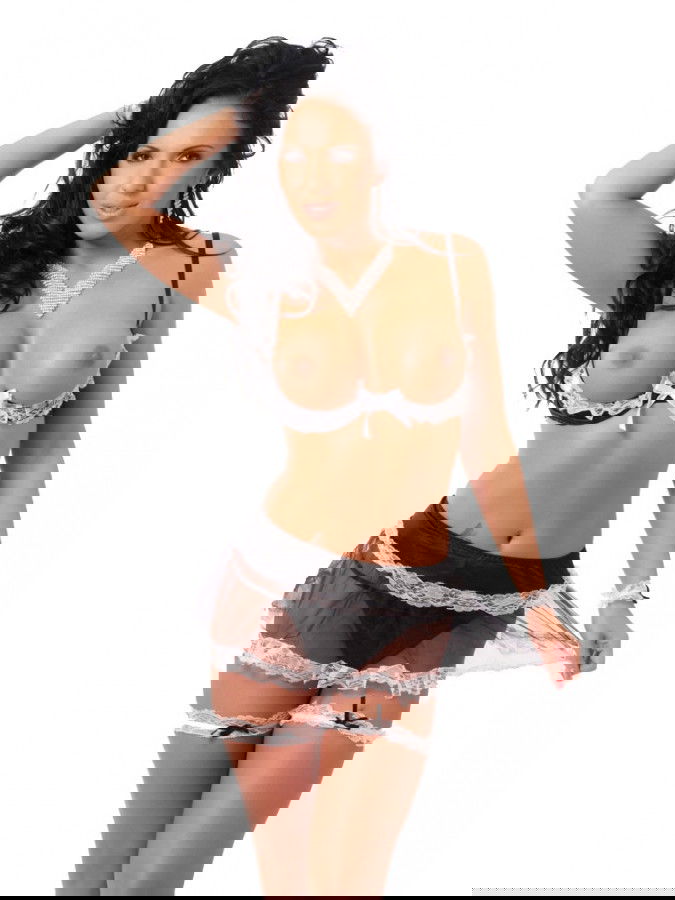 Amorable by Rimba - Serveester Uniform (6 delig) - Zwart / Wit