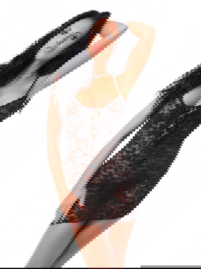 Amorable by Rimba - Mini Jurk met G-string - One Size - Zwart