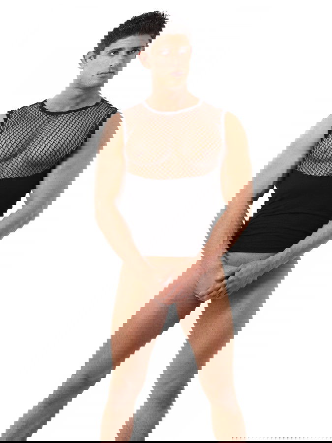 Amorable by Rimba - Tanktop met visnet  - Zwart