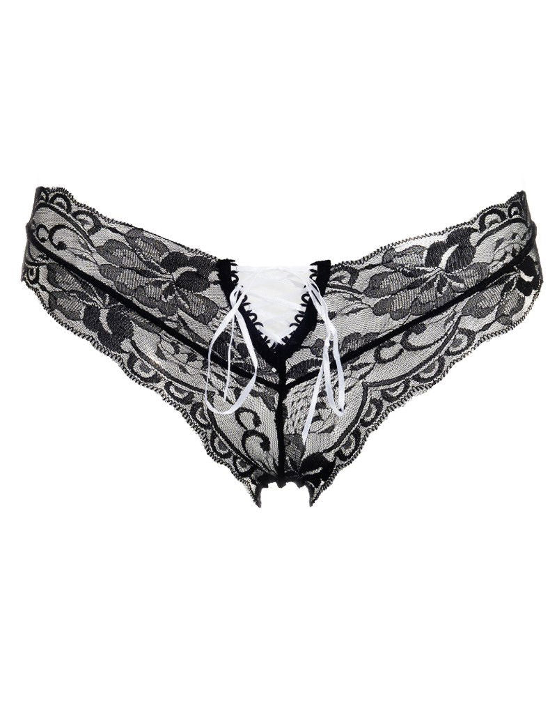 Amorable by Rimba - Slip - One Size - Zwart / Wit