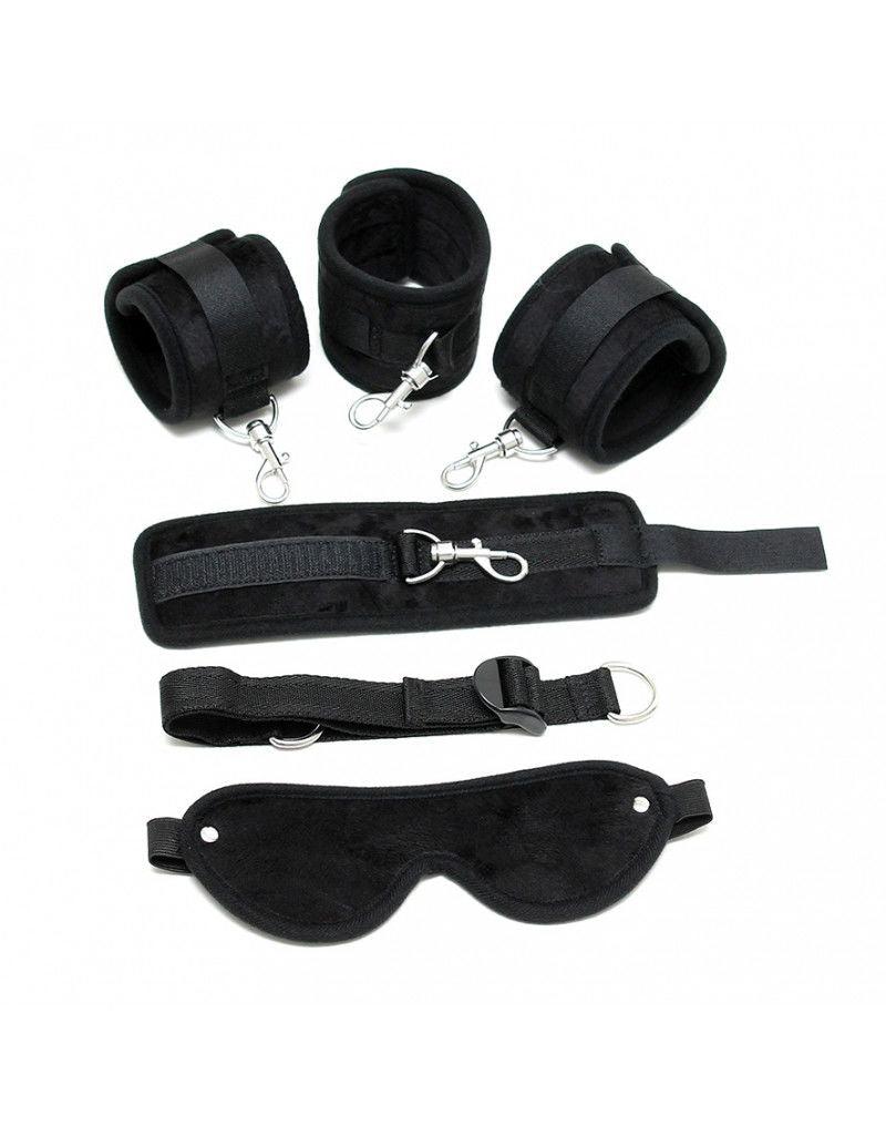 Rimba - Soft Bondage set met klittenband en masker (6 delig)