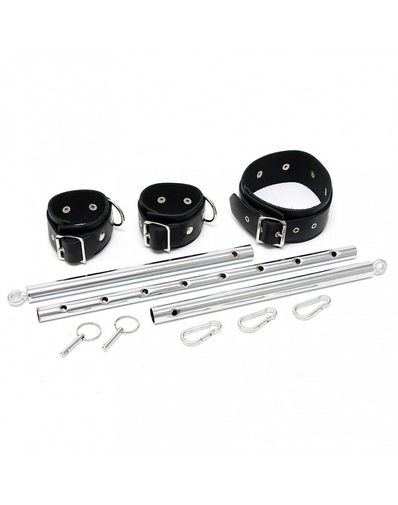 Rimba - Spreidstang met lederen handboeien halsband